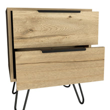 Load image into Gallery viewer, 22" Two Drawer Faux Wood Nightstand - Oak