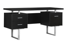 Load image into Gallery viewer, 60" Black and Silver Computer Desk With Three Drawers