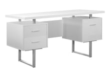 Load image into Gallery viewer, 60" Black and Silver Computer Desk With Three Drawers