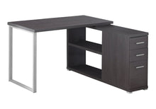 Load image into Gallery viewer, 47" White and Silver L Shape Computer Desk With Three Drawers