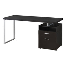 Load image into Gallery viewer, 60" Dark Brown and Silver Computer Desk With Two Drawers