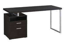 Load image into Gallery viewer, 60" Dark Brown and Silver Computer Desk With Two Drawers