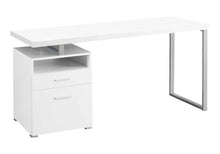 Load image into Gallery viewer, 60" Dark Brown and Silver Computer Desk With Two Drawers