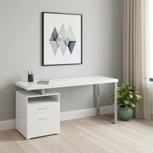 Load image into Gallery viewer, 60" Dark Brown and Silver Computer Desk With Two Drawers