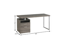 Load image into Gallery viewer, 60" Dark Brown and Silver Computer Desk With Two Drawers