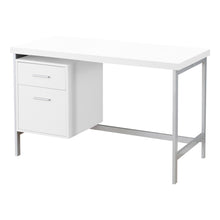 Load image into Gallery viewer, 47" White and Silver Computer Desk With Two Drawers