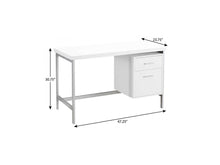 Load image into Gallery viewer, 47" White and Silver Computer Desk With Two Drawers