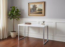Load image into Gallery viewer, 47" White and Silver Computer Desk