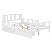 Load image into Gallery viewer, Platform Bed With Guardrails On Both Sides And 2 Storage Drawers