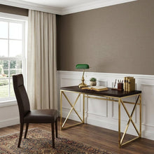 Load image into Gallery viewer, 47" Espresso and Gold Writing Desk