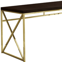 Load image into Gallery viewer, 47" Espresso and Gold Writing Desk