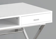 Load image into Gallery viewer, 47" White and Silver Computer Desk With Two Drawers