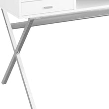 Load image into Gallery viewer, 47" White and Silver Computer Desk With Two Drawers