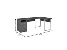 Load image into Gallery viewer, 79" Taupe and Silver L Shape Computer Desk With Two Drawers