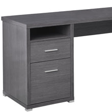 Load image into Gallery viewer, 79" Taupe and Silver L Shape Computer Desk With Two Drawers
