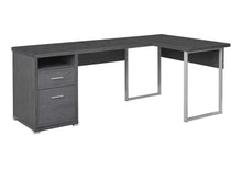 Load image into Gallery viewer, 79" Taupe and Silver L Shape Computer Desk With Two Drawers