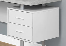 Load image into Gallery viewer, 71" Taupe and Silver L Shape Computer Desk With Three Drawers