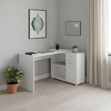 Load image into Gallery viewer, 46" White L Shape Computer Desk With Two Drawers