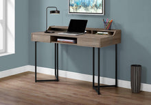 Load image into Gallery viewer, 48" Taupe and Black Writing Desk With Two Drawers