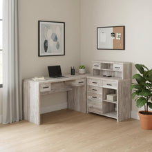 Load image into Gallery viewer, 63" Taupe L Shape Computer Desk With Eight Drawers