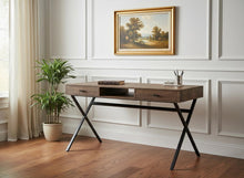 Load image into Gallery viewer, 47" White and Silver Computer Desk With Two Drawers