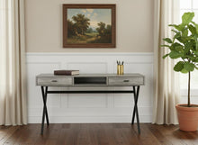 Load image into Gallery viewer, 47" White and Silver Computer Desk With Two Drawers