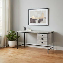 Load image into Gallery viewer, 55" Gray and Black Computer Desk With Three Drawers