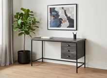 Load image into Gallery viewer, 55" Gray and Black Computer Desk With Three Drawers