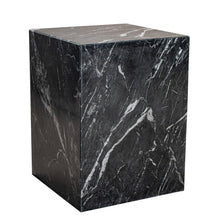 Load image into Gallery viewer, 20" Marble Square Block End Table - Black