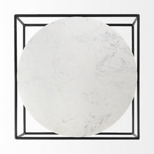 Load image into Gallery viewer, 36" Genuine Marble And Metal Square Coffee Table - White And Black