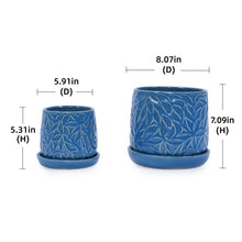 Load image into Gallery viewer, Ceramic Flowerpot, 7" Planter For Patio, Garden, Windowsill (Set of 2) - Antique Navy Blue