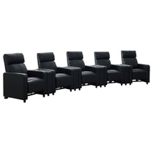 Load image into Gallery viewer, Warren - 5 Seater Home Theater With 4 Wedge Consoles Recliners And Storage Consoles - Black