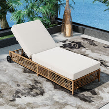 Load image into Gallery viewer, Outdoor Lounge Chair With 5 Position Backrest With Cushion And Wheels