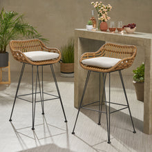 Load image into Gallery viewer, Outdoor Rattan Bar Chair With Metal Legs