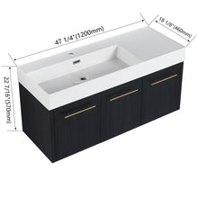 Load image into Gallery viewer, Contemporary 48" Wall Mounted Bathroom Vanity With Resin Sink And Soft Closing Doors And Line - Black Chestnut