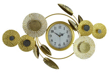 Load image into Gallery viewer, Silent Analog Floral Novelty Wall Clock (626533) - Gold / Silver / White