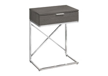 Load image into Gallery viewer, 24" Wood And Metal End Table With Drawer - Silver And Gray