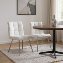 Load image into Gallery viewer, Tufted Faux Leather Dining Room Side Chairs (Set of 2) - White