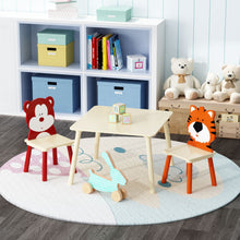 Load image into Gallery viewer, Table And 2 Chairs Set, Activity Play Table Set With Bear & Tiger Design - Natural