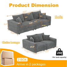 Load image into Gallery viewer, 4 Seat Sofa, Modern Comfy Upholstered Sofa Cloud Couch, Deep Seat Couches With Soft Pillows