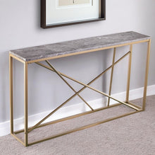 Load image into Gallery viewer, Faux Marble Frame Console Table - Gray / Gold