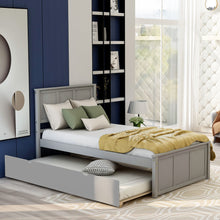 Load image into Gallery viewer, Platform Bed With Twin Trundle And Frame, Twin Size - Gray