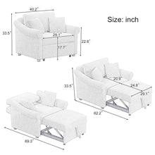 Load image into Gallery viewer, Chenille Convertible Sleeper Chair With Adjustable Backrest, 3 In 1 Lounger Chair Turns Into Bed, Single Bed For Living Room