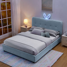 Load image into Gallery viewer, Upholstered Bed With Oversized Rabbit Ear Headboard, LED Lights & 4 Storage Drawers