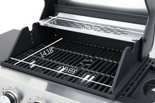 Load image into Gallery viewer, 3 Burner Propane Gas Bbq Grill With Side Burner, 37230Btu Output With Enameed Cast Iron Cooking Grids For Outdoor Barbecue, Stainless Steel - Black / Silver