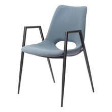Load image into Gallery viewer, Upholstered Faux Leather Open Back Dining Arm Chairs (Set of 2) - Blue