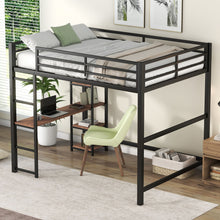 Load image into Gallery viewer, Loft Bed With Built In Desk And Storage Shelves, Full Size - Black