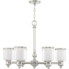 Load image into Gallery viewer, Six Light Metal Dimmable Chandelier With Shades - Nickel / Clear / Opal