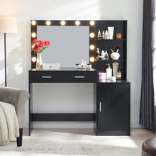 Load image into Gallery viewer, Vanity Desk With Mirror And Lights, 46.4In Dressing Table With 2 Large Drawer & Large Vertical Organizer, 3 Level Dresser & 3 Lighting Modes Adjustable Brightness, Suitable For Bedroom