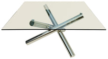 Load image into Gallery viewer, 60" Glass And Metal Cross Leg Base Square Dining Table - Clear